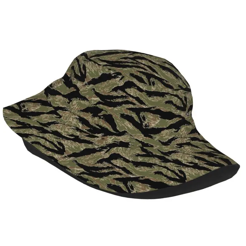 Tiger Stripe Camouflage Military Camo Bucket Hat for Men Women Summer Outdoor Beach Sun Hats Packable Wide Brim Fisherman Cap
