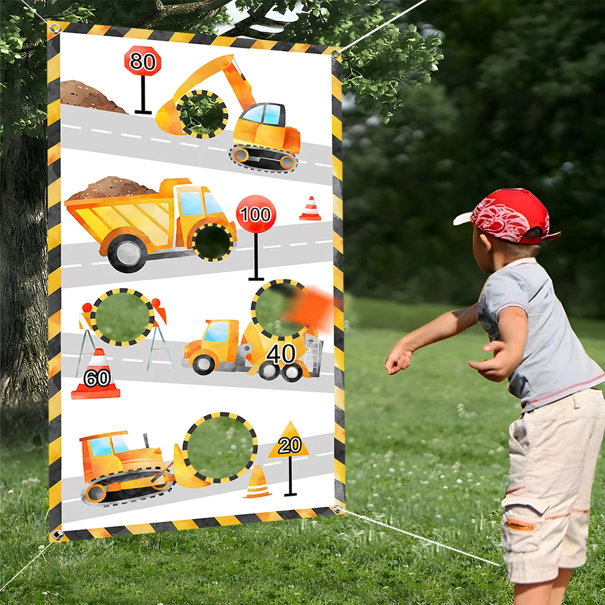 Engineering Vehicle Party Sandbag Game Flag Happy Birthday Party Decor Kids Baby Shower Construction Birthday Party Supplies