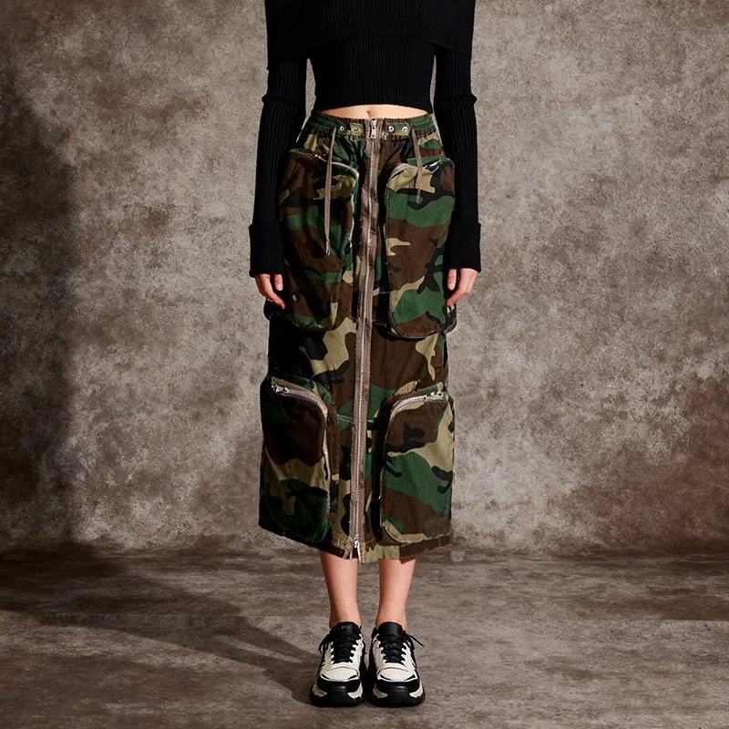 

Женская рабочая юбка-трансформер с молнией, множеством карманов, усиленная, с двусторонним дизайном на груди, из смесового хлопка, весна 2026