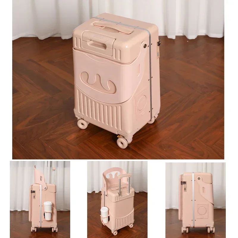 Mutter-Kinder-Reisekoffer zum Spazierengehen, Schiebe-Trolley für Eltern und Kind, Fahrbarer Kinderkoffer, 20-Zoll Handgepäck-Koffer – Detail 2