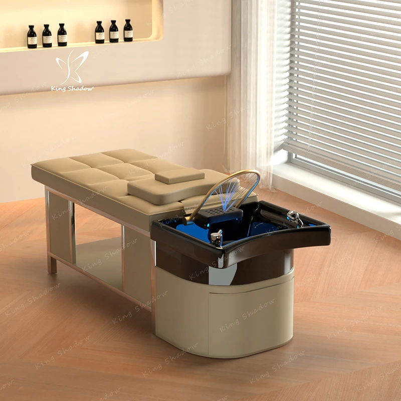 Modern Brown Electric Spa Shampoo Bed Multifunctional Hydraulic Circulation Detachable Bed for Head Spa