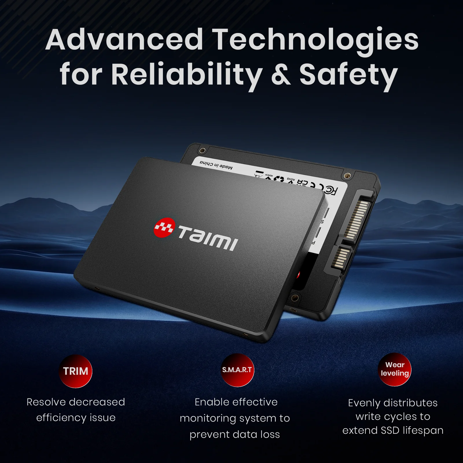 Taimi 2,5-calowy dysk SSD SATA III - prędkość do 550 MB/s, 3D NAND TLC, szybka aktualizacja pamięci masowej do komputera PC — zdjęcie produktu 4