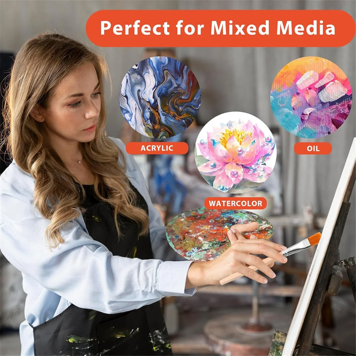 AT4130 Stuks Platte Penselen, 3/4 Inch Houten Kwast Kunstenaar Craft Penselen Aquarel Borstel Bulk Schilderen voor Kunst