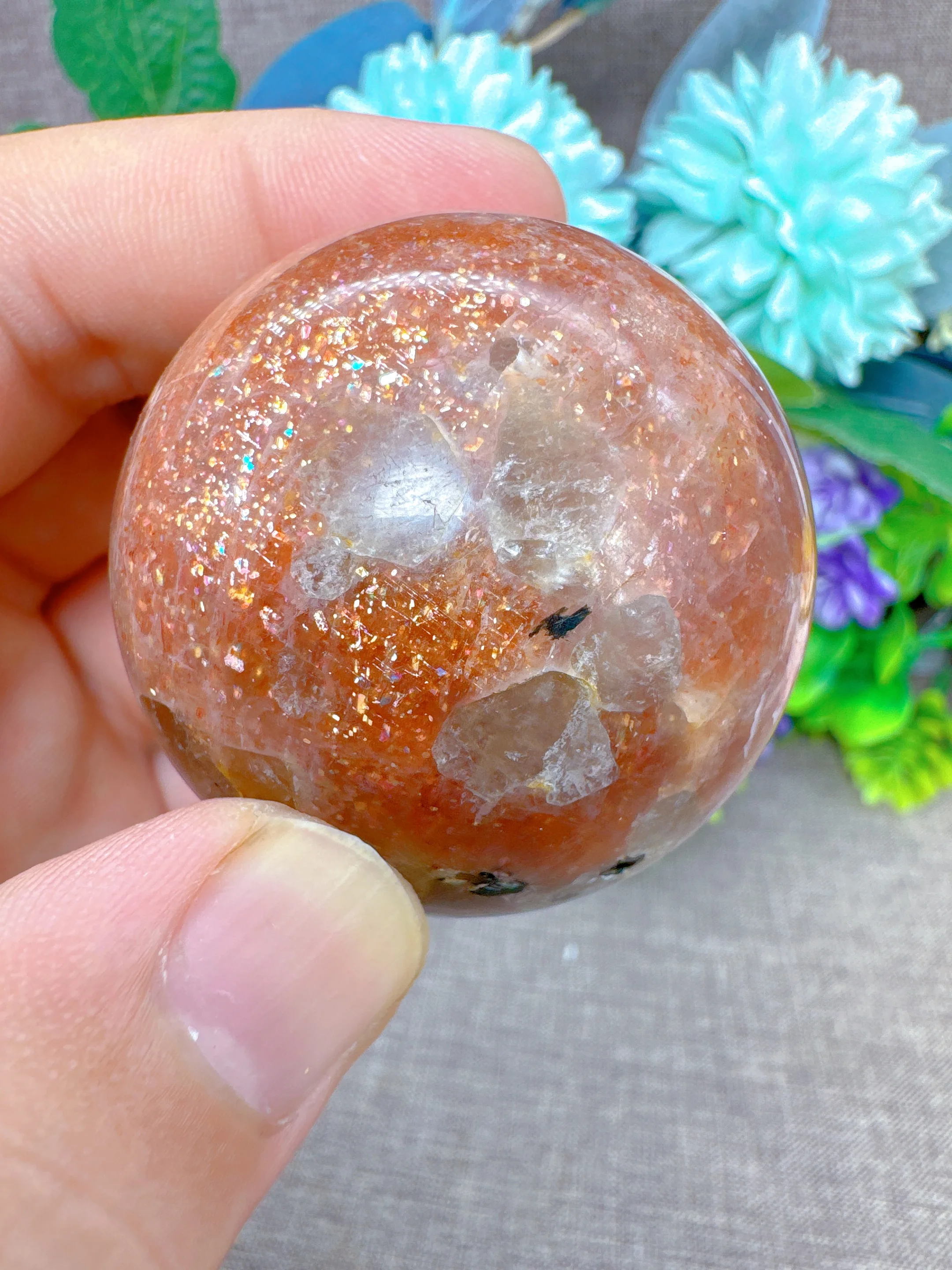 High Quality Natural Crystal Gem Sunstone Sphere Ball Gemstones Polished Rainbow Reiki Healing Room Decor Mineral Energy Gift