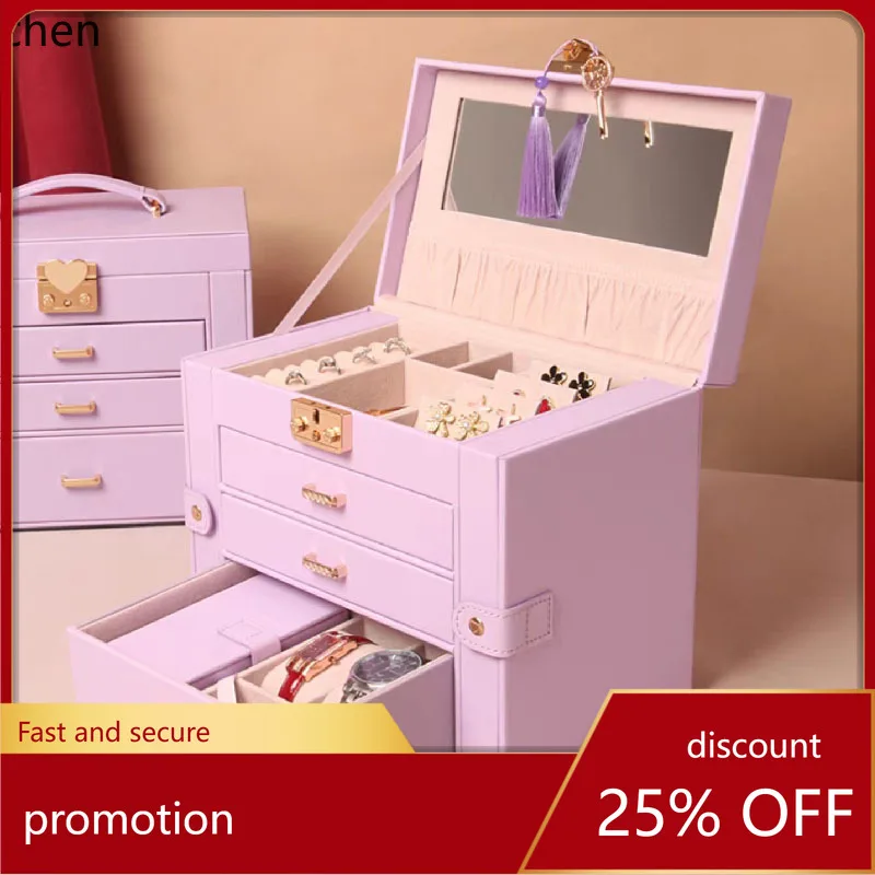 

CZ Large Capacity Jewelry Box Exquisite Multi-layer Jewelry Box Earrings Necklace Jewelry Storage Box