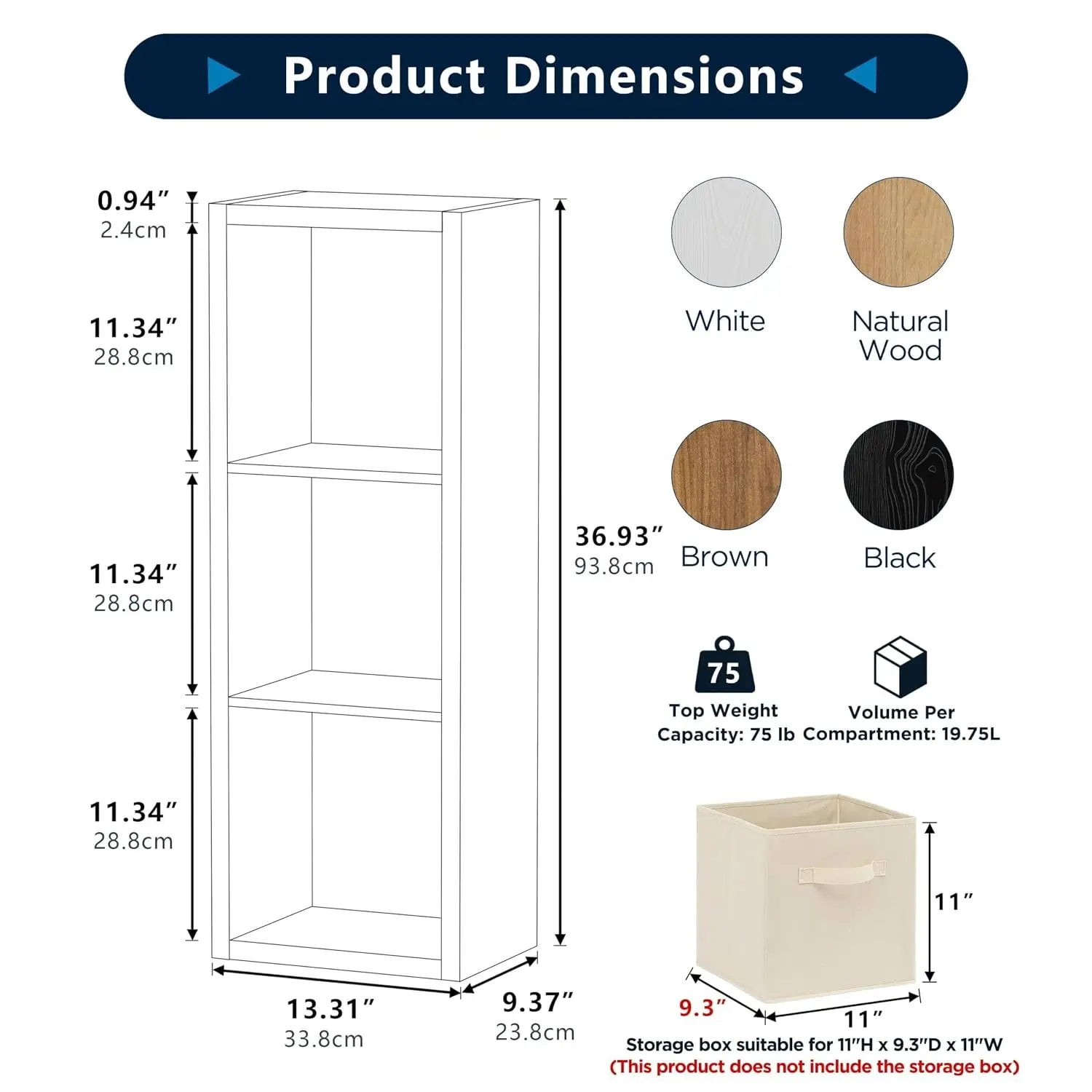 3-Cube Storage Shelf Heavy-Duty Boards 13.31