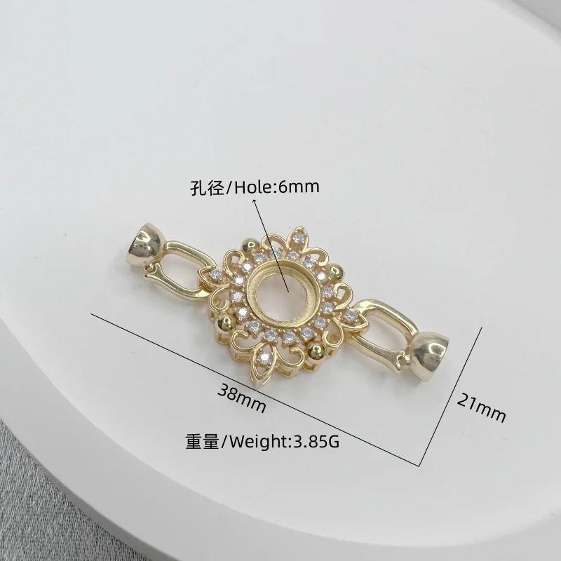 ZHUKOU,Real Pure S925 Sterling Silver Inlaid zircon bow universal connecting clasp for DIY bracelet necklace jewel SK26