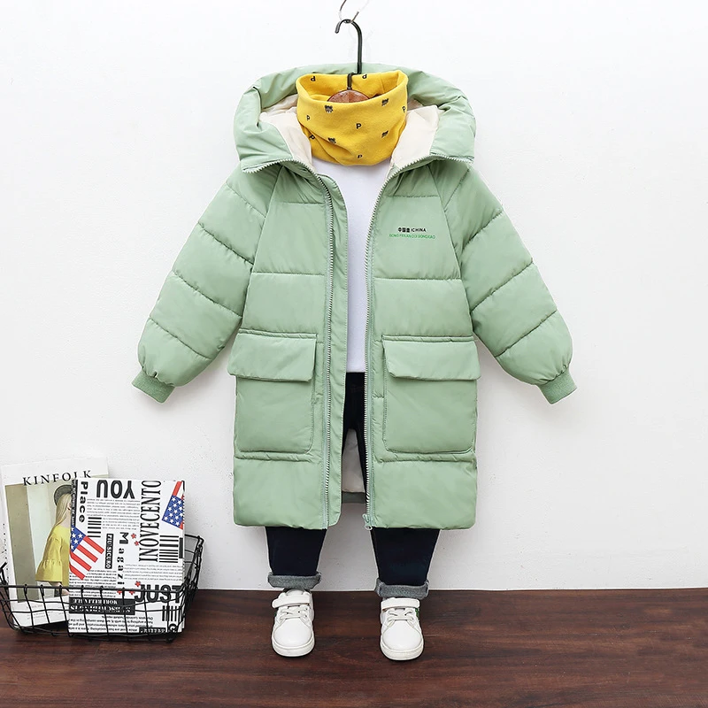 New Children's cotton clothes boys clothes autumn/winter clothes thick cotton and linen map printing boys and girls down Jacket