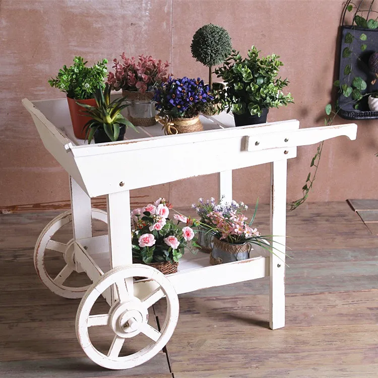

American country garden gardening succulent flower stand, old trolley flower house float, solid wood window flower stand ornamen