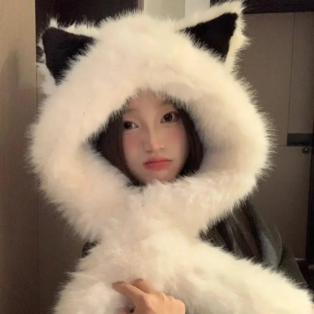 2025 koreanische Neue Herbst Winter Ohr Plüsch Frauen Hüte Pelz Haarigen Streetwear Warme Kappe Outdoor-Mode Mädchen Earflap Hut Hals warme Heißer