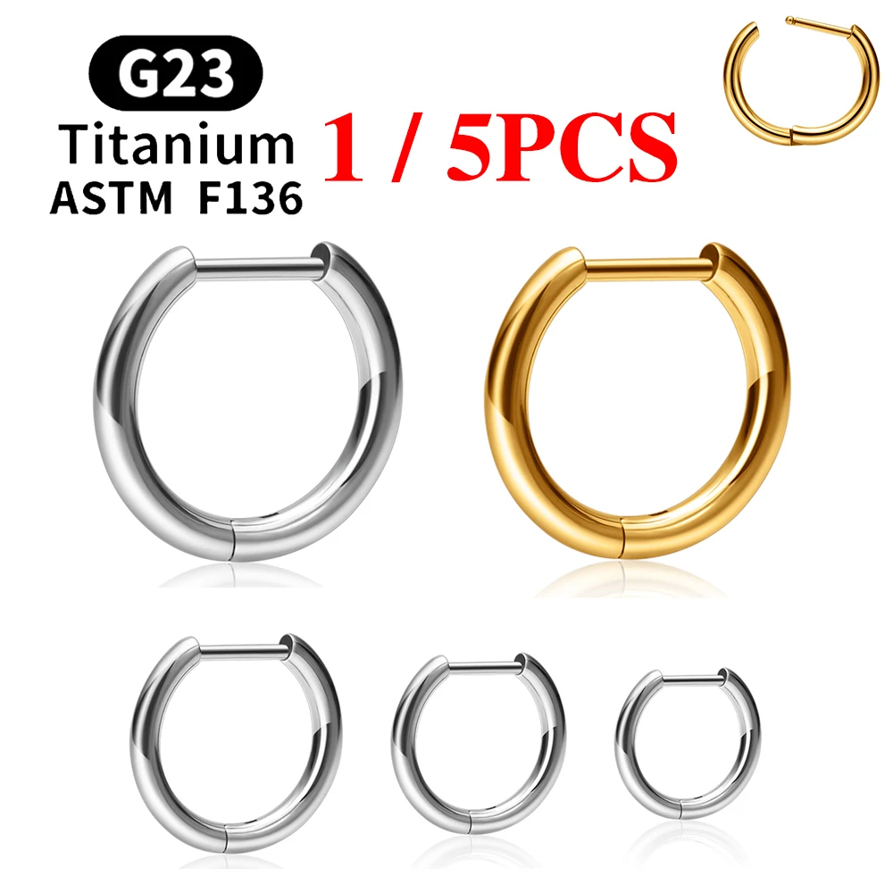 

ASTM F136 Titanium D Shape Earring 18G 8/10/12mm Hinged Segment Cartilage Tragus Helix Lobe Daith Piercing Ear Ring Body Jewelry