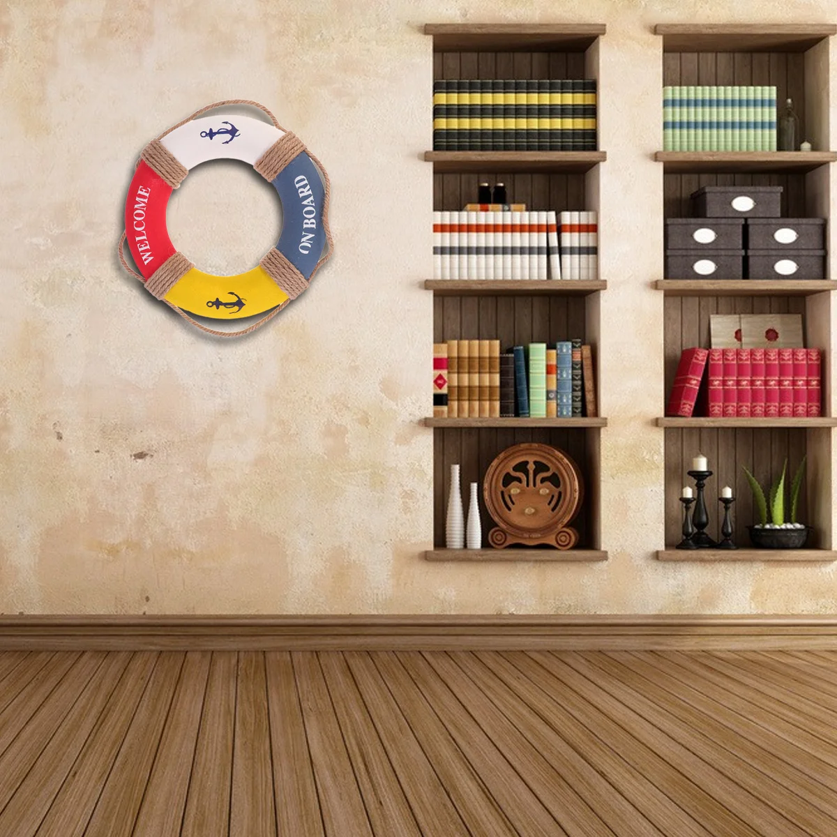 

1Pcs Lifebuoy Hanging Decoration 30cm Red Yellow Wall Sign Restaurant Cafe Bar Welcome Sign Festive Ornament