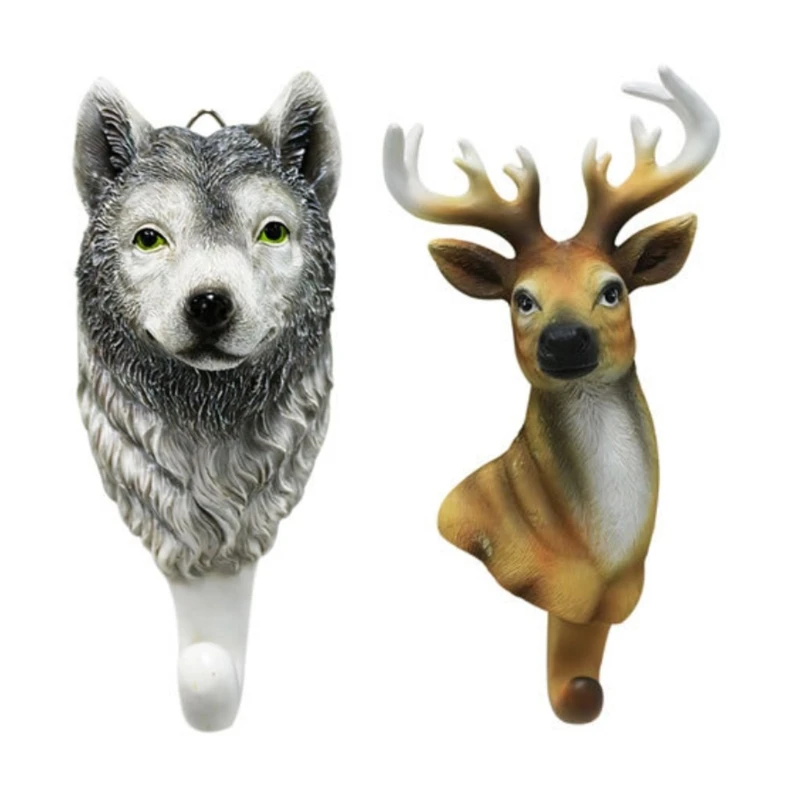 

Wolf Head/Deer Head Wall Mount Hook Unque Towel Storage Rack Room Office Decors