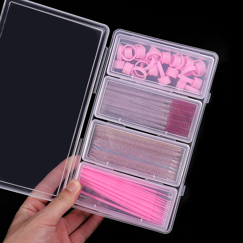 4 Grid Independent Storage Box Transparent Nail Art Tool Dustproof Storage Box False Eyelash Extension Pallet Organizer Box