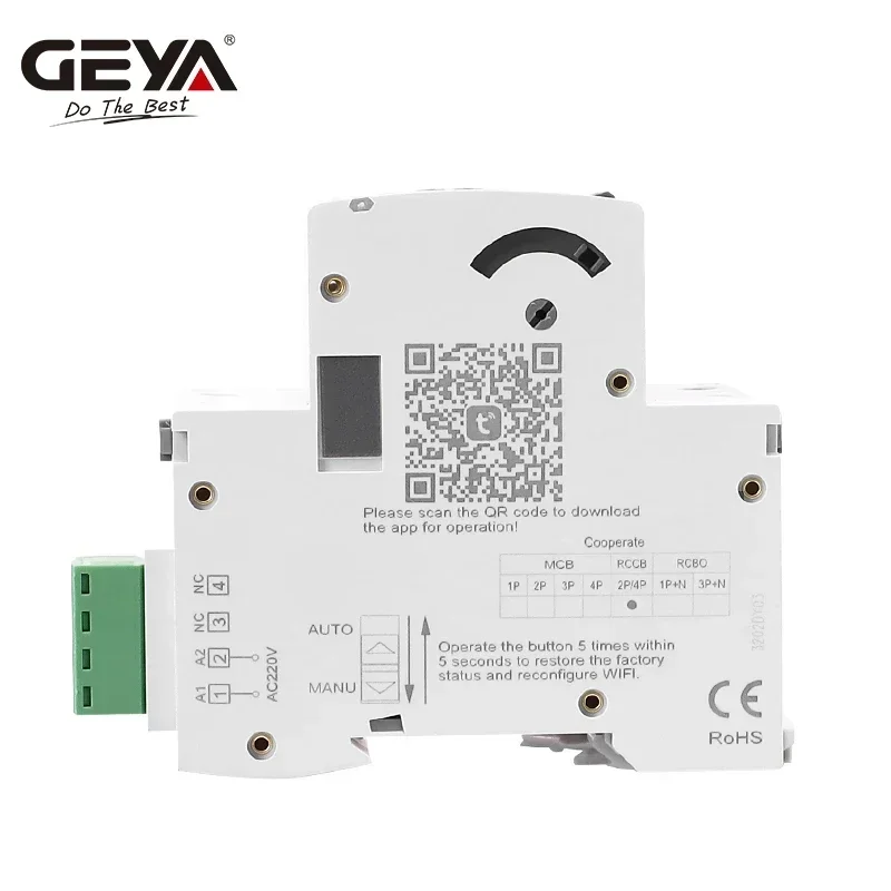 GEYA GRD9L-W Tuya pemutus sirkuit cerdas WIFI, sakelar cerdas AC220V pemutus sirkuit diferensial RCCB