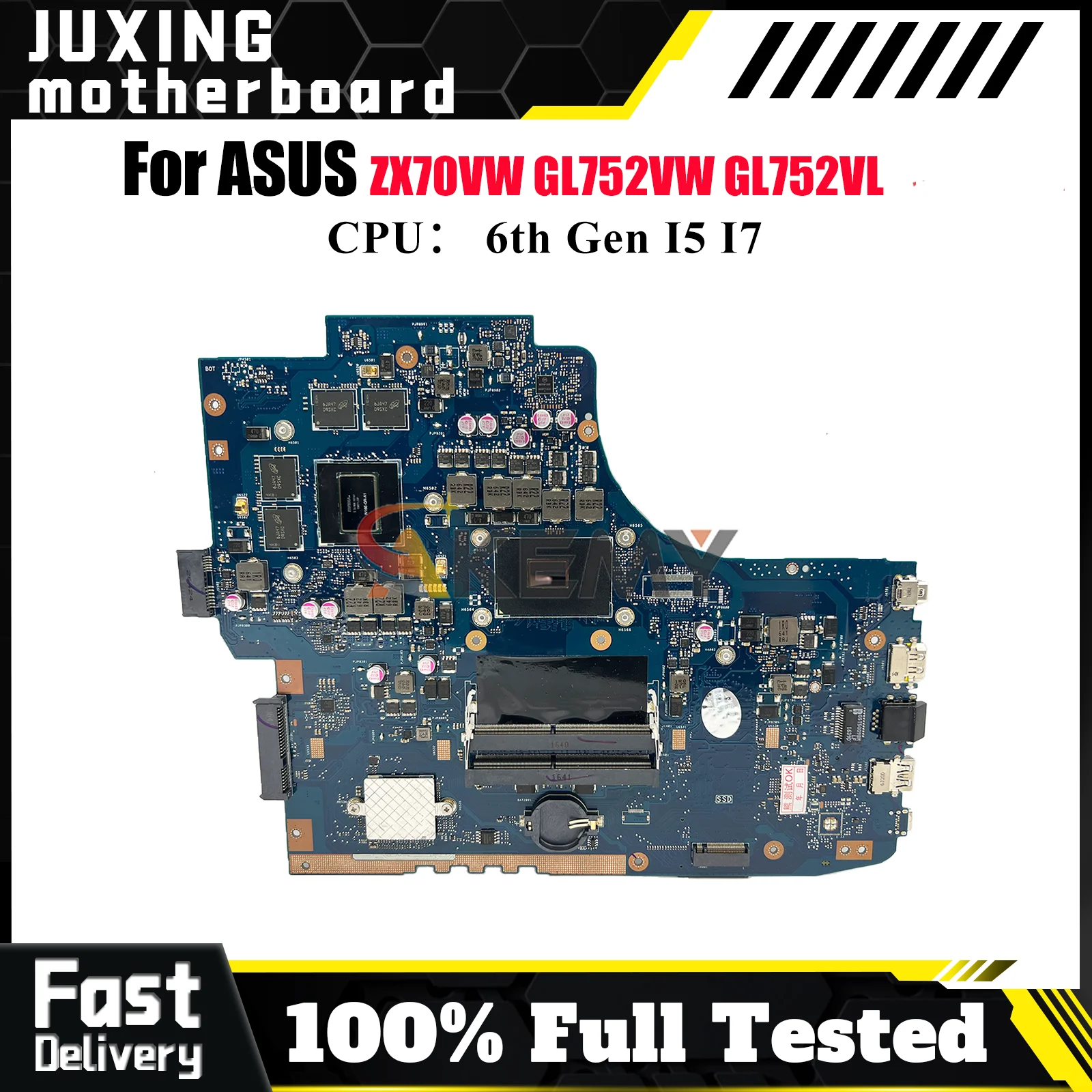 

GL752VL Laptop Motherboard For ASUS ROG Strix GL752VL ZX70VW GL752VW GL752V Notebook Mainboard With I5 I7 CPU 100% tests OK stk
