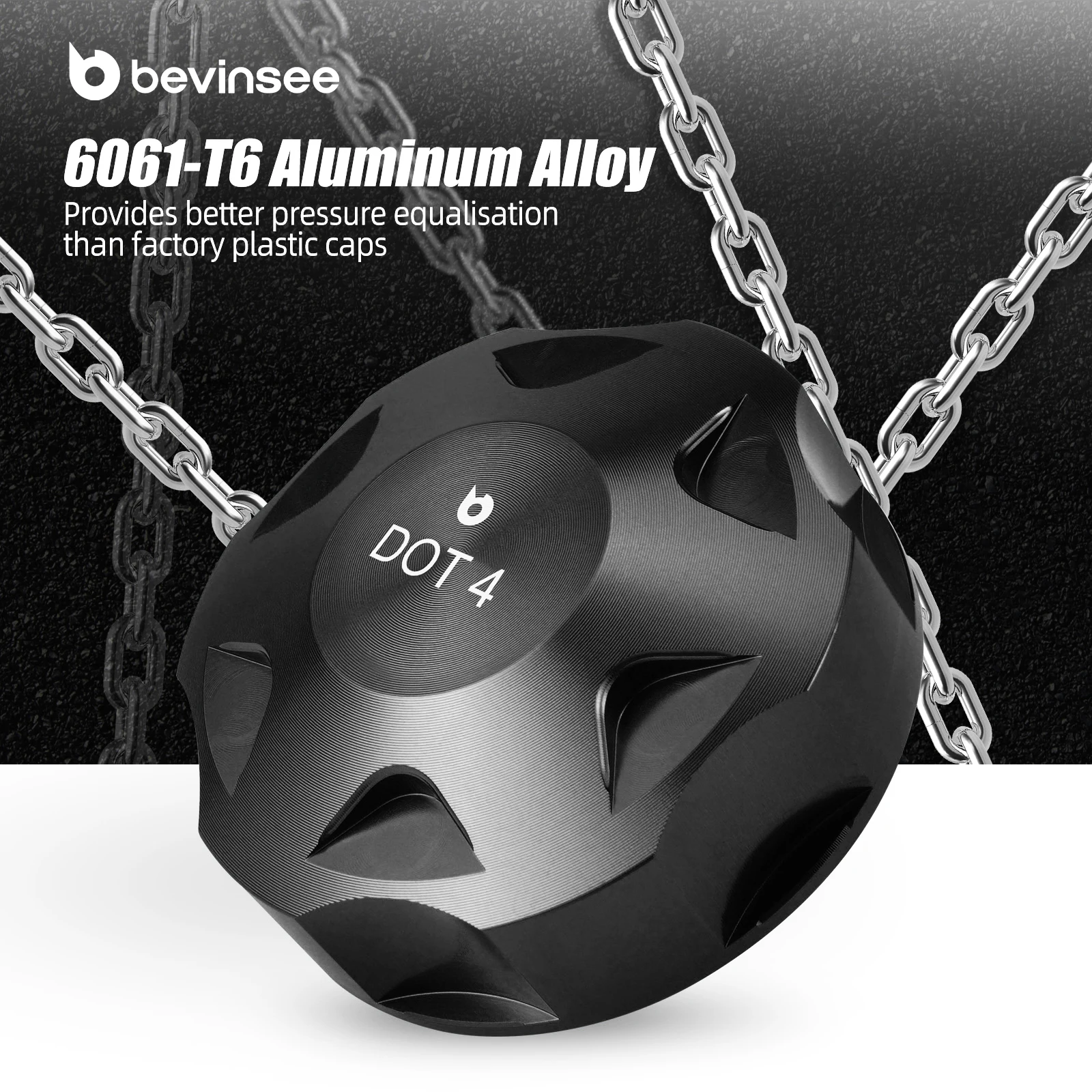 BEVINSEE Billet Aluminum Brake Fluid Tank Cap for VW for Golf GTI/R for Polo GTI for Tiguan Passat for Audi A3/S3/RS3 TT/TTRS Q3
