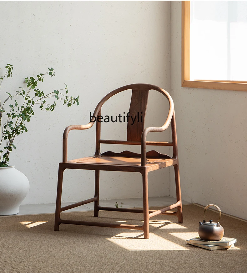 

New Chinese black walnut solid wood small circle, surrounding chair, official hat, owner, leisure chair