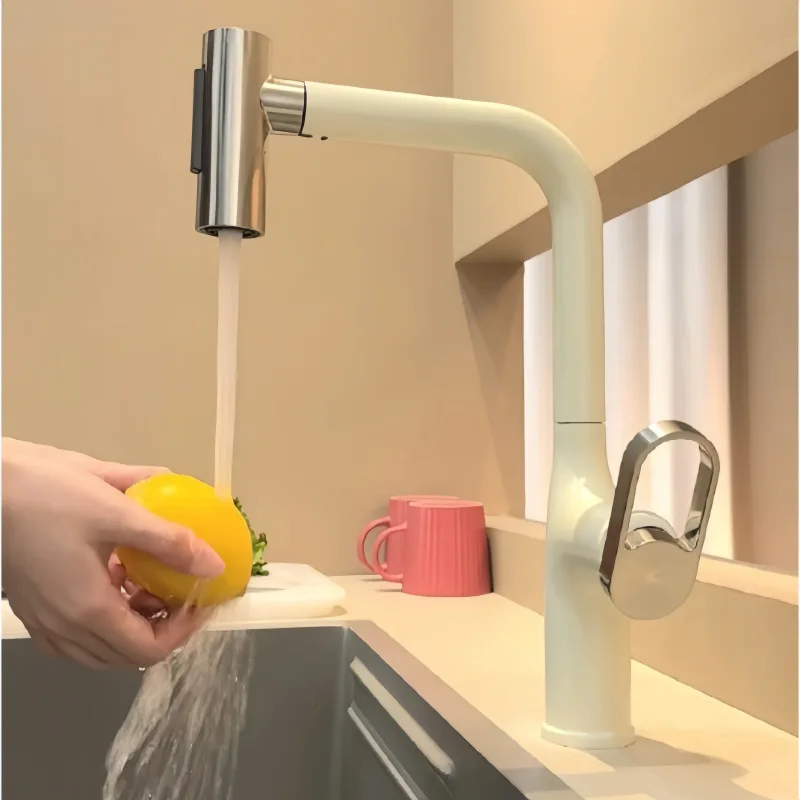 Multi-Function Kitchen Pull-Out Rotatable Nozzle Faucet Cold And Hot Water Anti-Splash 360 Degree Swivel Spout for Home Use