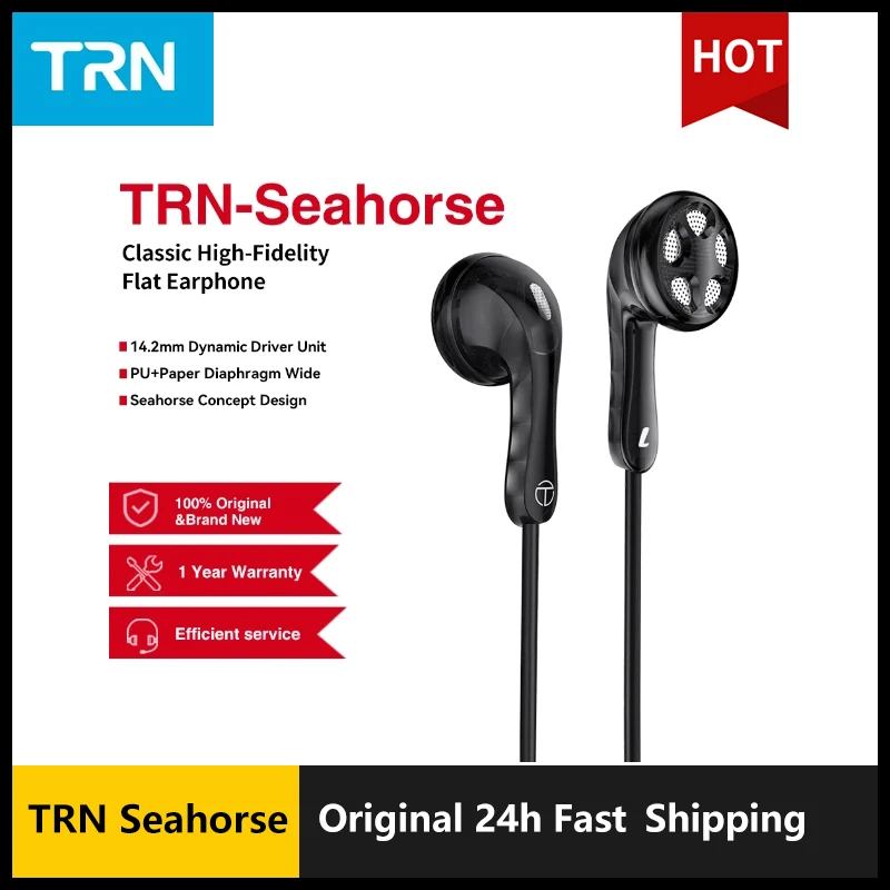 

Наушники-вкладыши TRN Seahorse, 14,2 мм, динамический драйвер, широкие наушники из искусственной кожи + бумажная диафрагма, оригинальная гарнитура TRN
