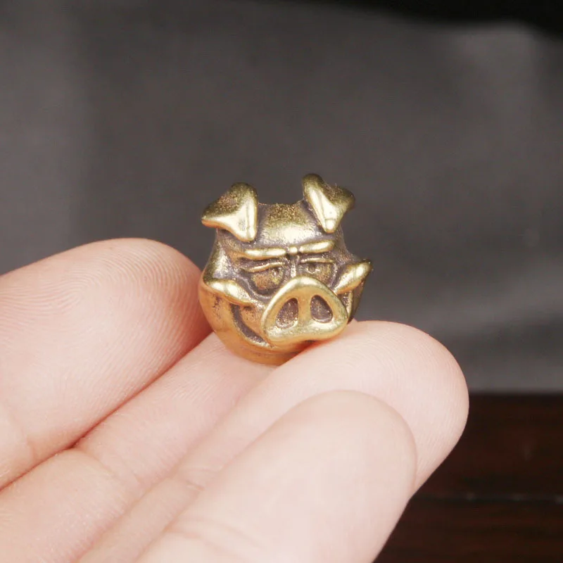 Acessório Decorativo de Chaveiro EDC com Cabeça de Porco Sorridente e Curioso em 3D, Paracord 5.5mm 550, Pérolas