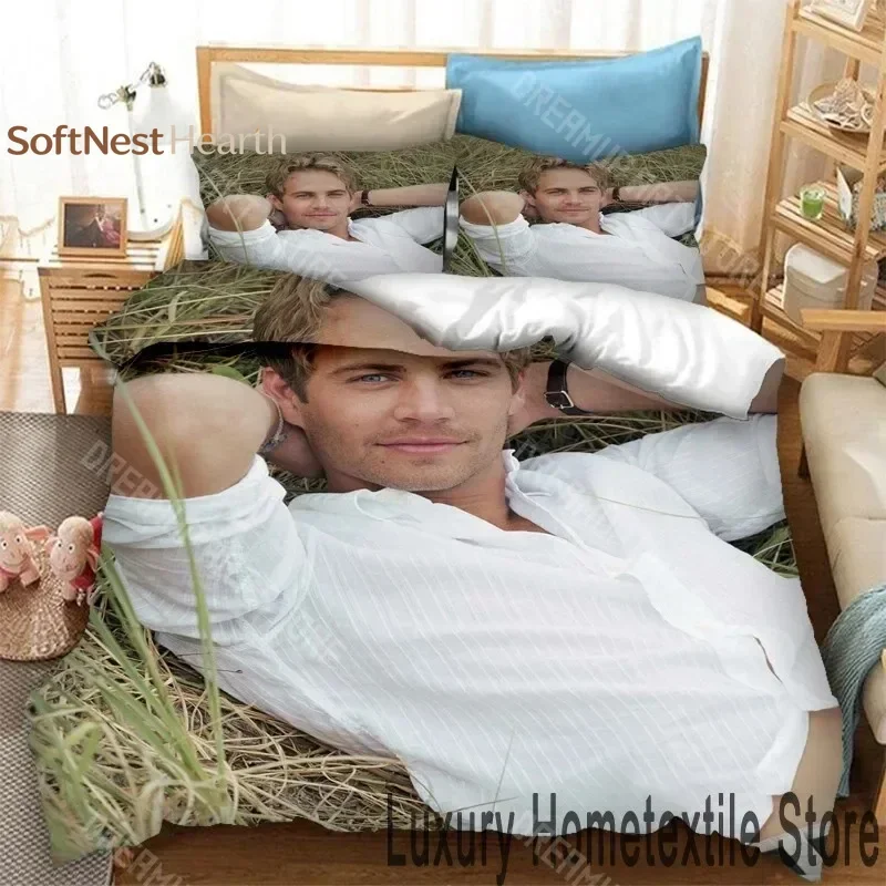 2026 3D Print Paul Walker Bedding Set Boys Girl Twin Queen King Size Duvet Cover Pillowcase Bed Boys Adult Home Textiles