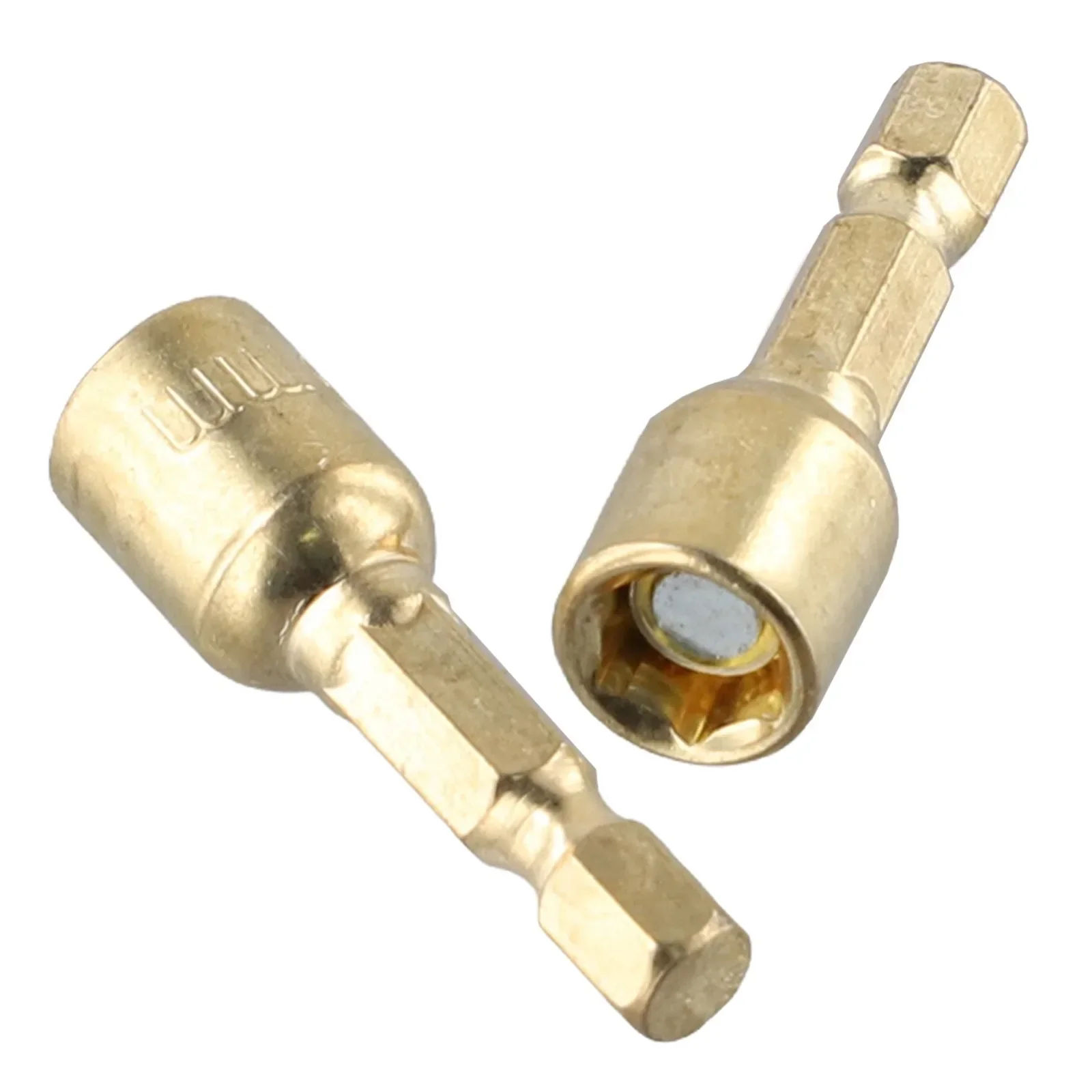 2pcs Hex Socket Magnetic Nut Driver Adapter 8mm 1/4inch Hex Shank Socket Bit For Pneumatic And Electric Screwdrivers