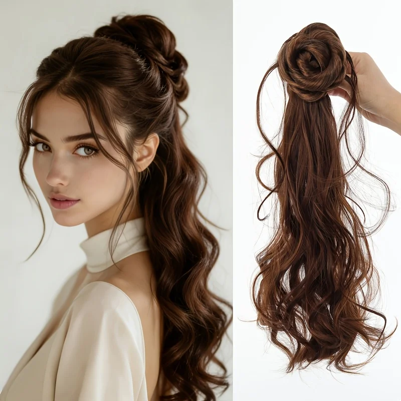 

Синтетическая прическа-коса для женщин, в стиле «драконий бородок», с цветочным декором, атмосферная, с зажимом, для бокового хвоста, в винтажном стиле, аксессуар для волос