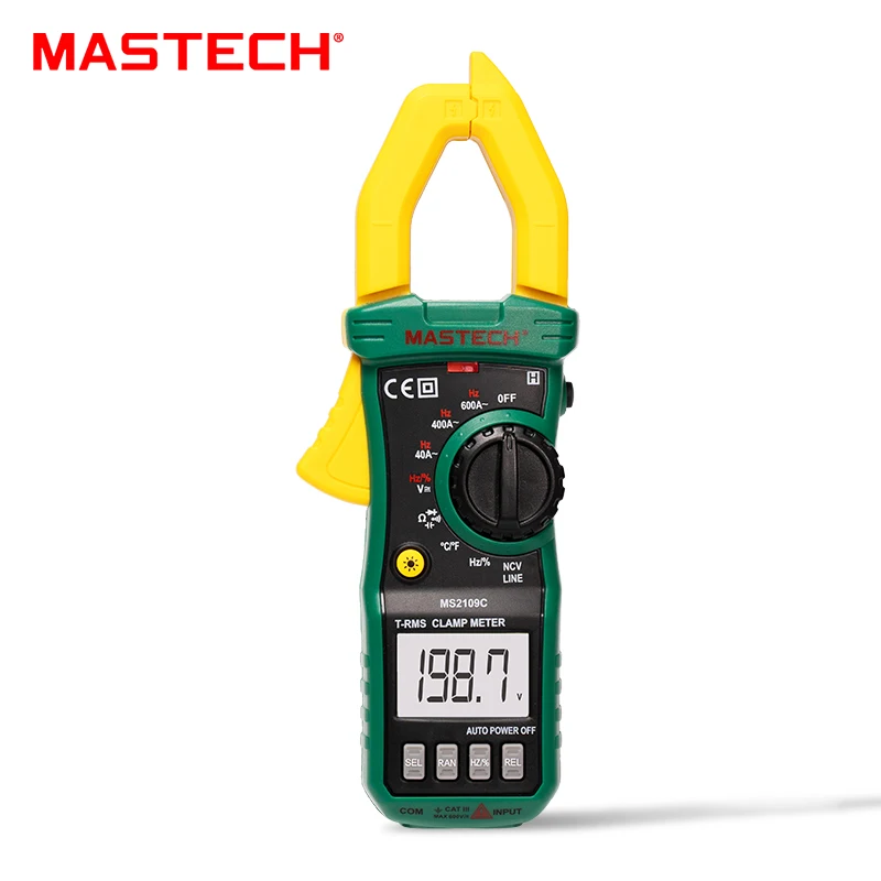 MASTECH MS2109B MS2109C MS2109D Clamp Meter Digital Multimeter DC/AC Current Ammeter Voltage Tester Hz Capacitance NCV Ohm Test