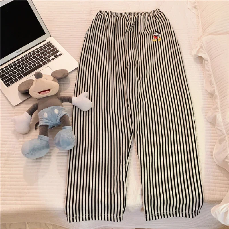 Disney Mickey Mouse Autumn Cotton Cartoon Loose Warm Long Pants Women\'s Pajamas Homewear Pajamas Silk Pajamas Women\'s