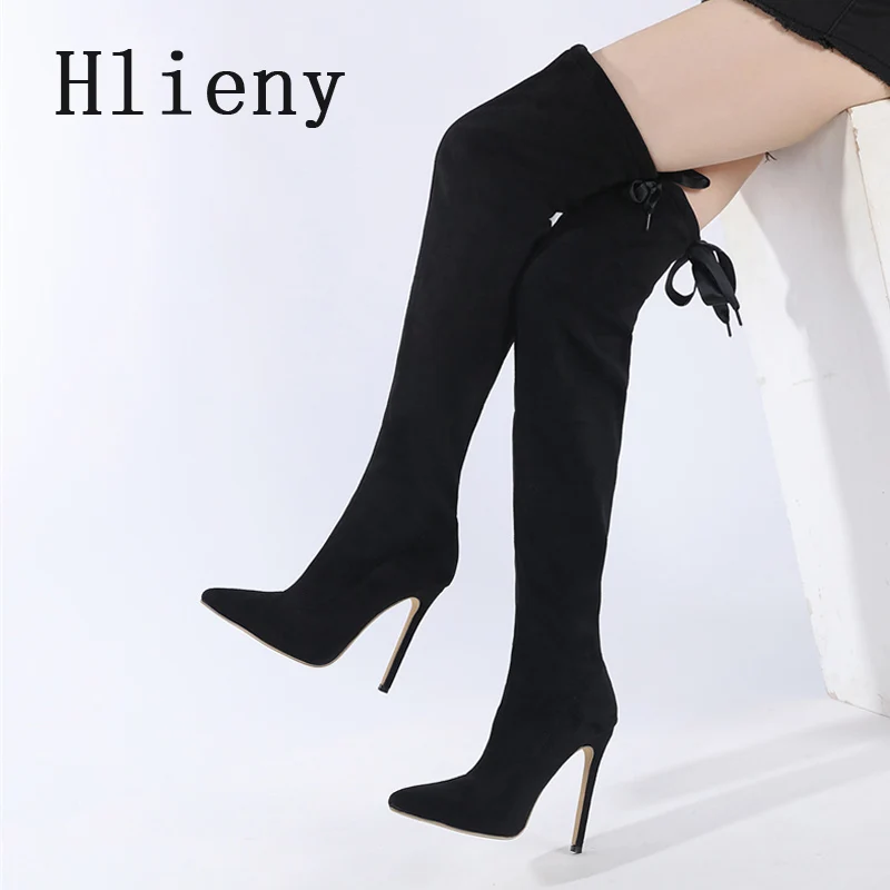 Hlieny 2025 New Fashion Pointed Toe Women Knee-High Largas Boots Autumn Winter Thin High Heels Party Prom Long Shoes Botas