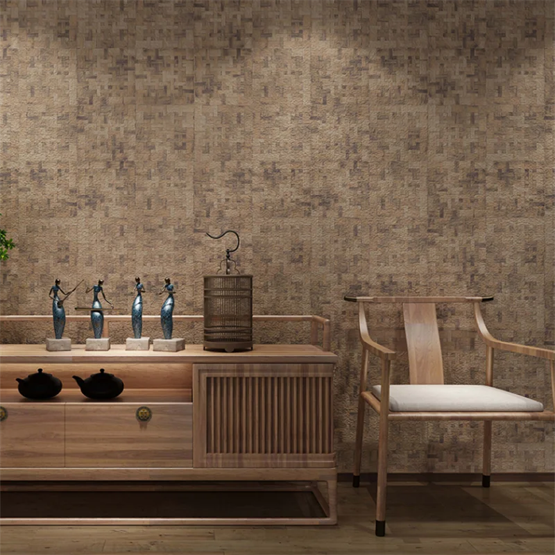3D nostalgic retro Chinese style rattan woven wood grain wallpaper restaurant classical tea room home decor wall paper behang