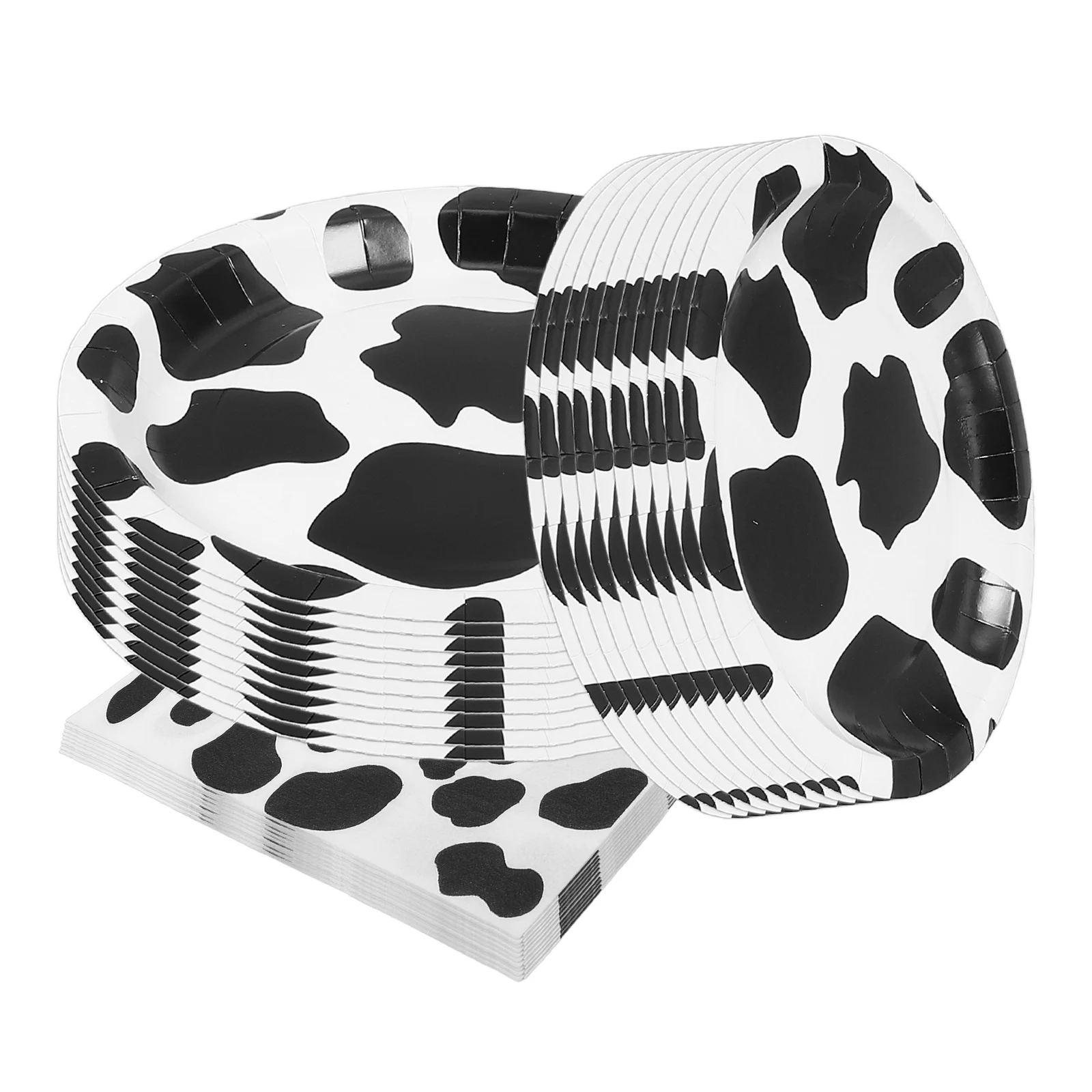 

1 Set Theme Paper Napkins Farm Cow Tableware Set For Birthday Decorations Disposable Party Dinnerware Kit Dessert Fruit Dish Cow