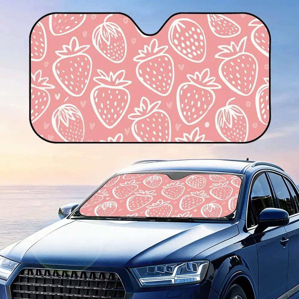Cute Strawberry Sun Visor Visor Reusable Aluminum Foil UV Protector Suction Cups Heat Three-layer Insulation