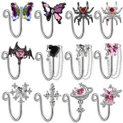 Butterfly Nose Cuff Non Piercing Clip on Nose Rings for Women Heart Fake Nose Piercing Jewelry Faux Piercing