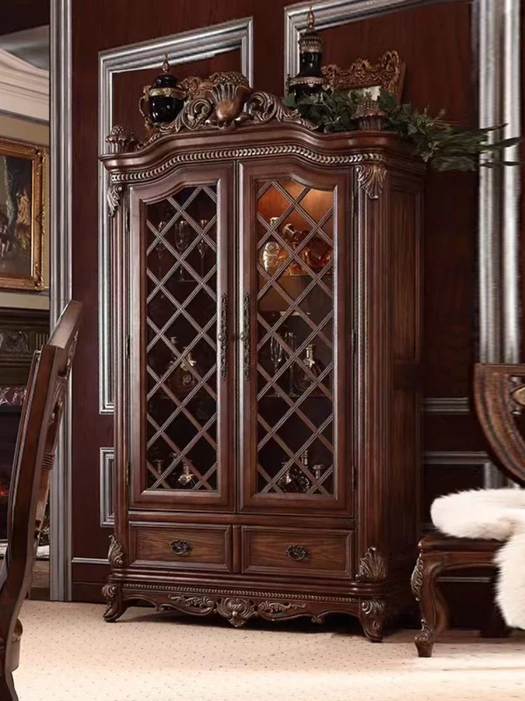 Wine Cabinet Double Door Display Cabinet Storage  Carved Single Door Curio Cabinet Two-Door