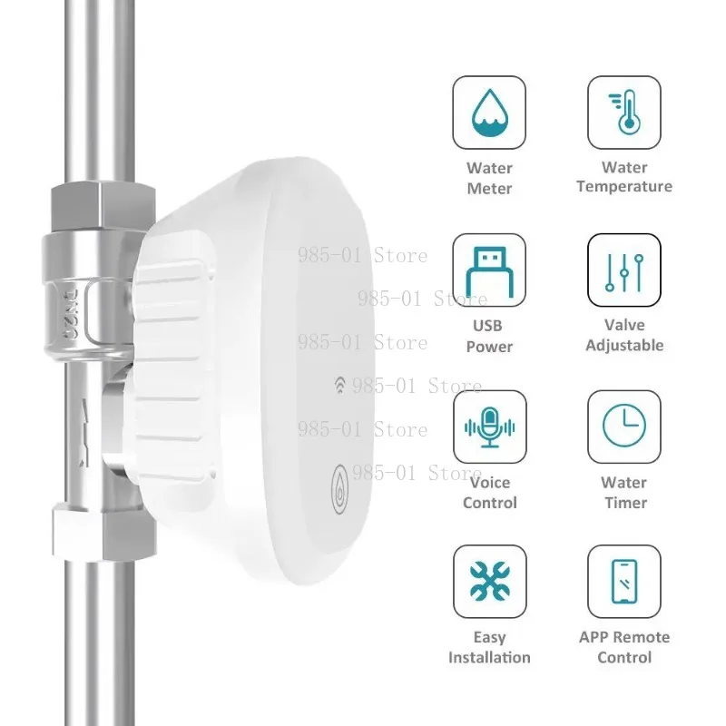 WiFi Smart Water Flow Meter Water Leak Detector Solenoid Valve Water Consumption Temperature Monitor for Smart Life