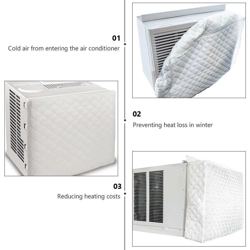 

Indoor Air Conditioner Cover Double Insulation Portable Dust Proof Washable Polyester Fit Most Window Type Units Built-in Cotton