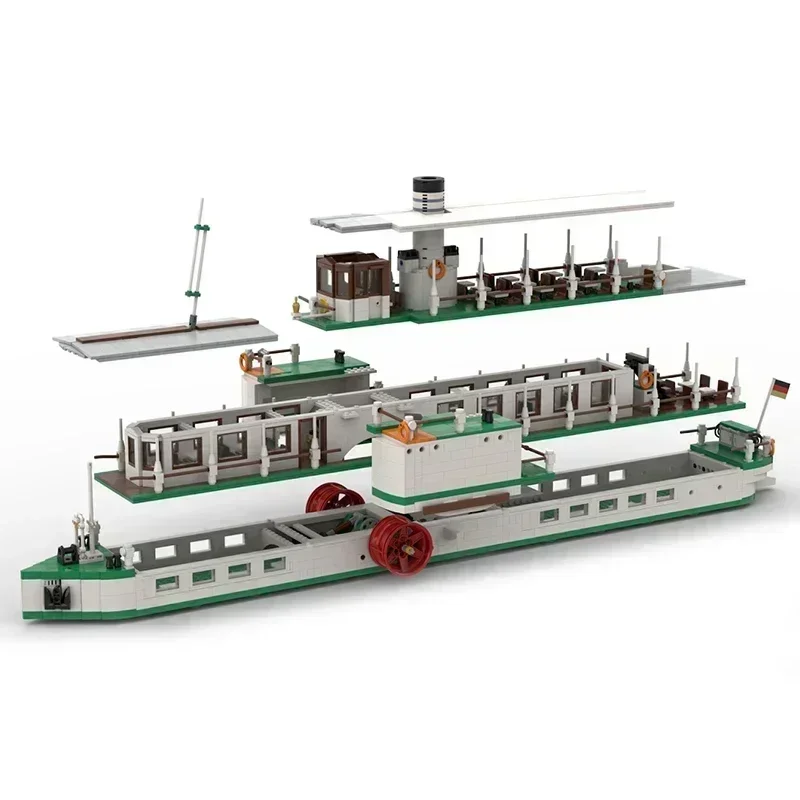 Port Transport Ship Model Moc Building Bricks Axony Steam-Ship Technology Modular Blocks Gifts Christmas Toys DIY Sets Assembly