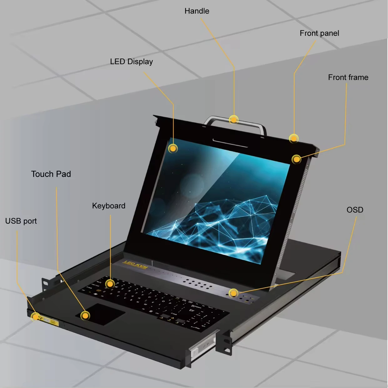 

CAT5 8ports 17 Inch LED KVM Switch High Resolution With Touch Pad+Mouse +104keys Keyboard