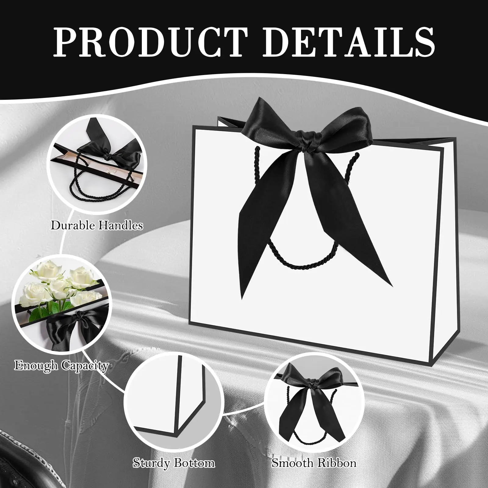 10-60Pcs Gift Paper Bags with Handles Wedding Welcome Bags Thank You Gift Bags with Bow Ribbon for Bridal/Birthday/Holiday