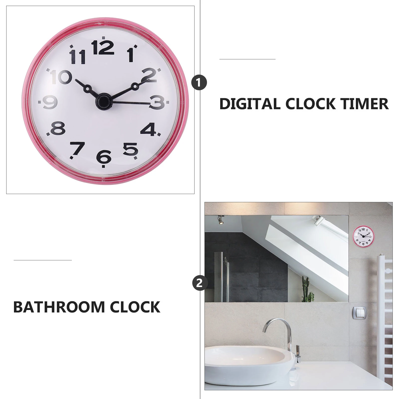 

Waterproof Bathroom Clock Wall for Mirror Electronic Small Clocks
