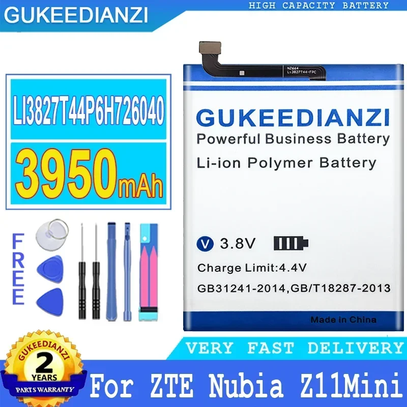 GUKEEDIANZI Battery for ZTE Nubia Z11/Z17 Mini NX529J NX549J Z17Mini Z11Mini NX569H NX569 NX5, 3950mAh, LI3827T44P6H726040