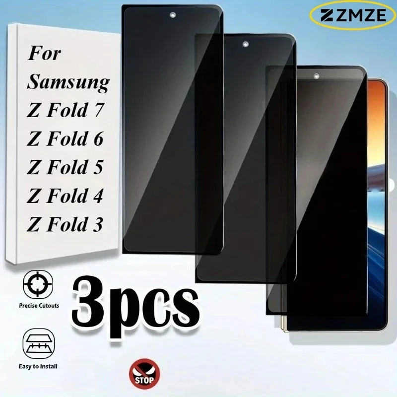 

3Pcs Anti-Spy Tempered Glass Protector Film for Samsung Galaxy Z Fold 7 6 5 4 3 2 Anti-Shatter Anti-Scratch Privacy Film