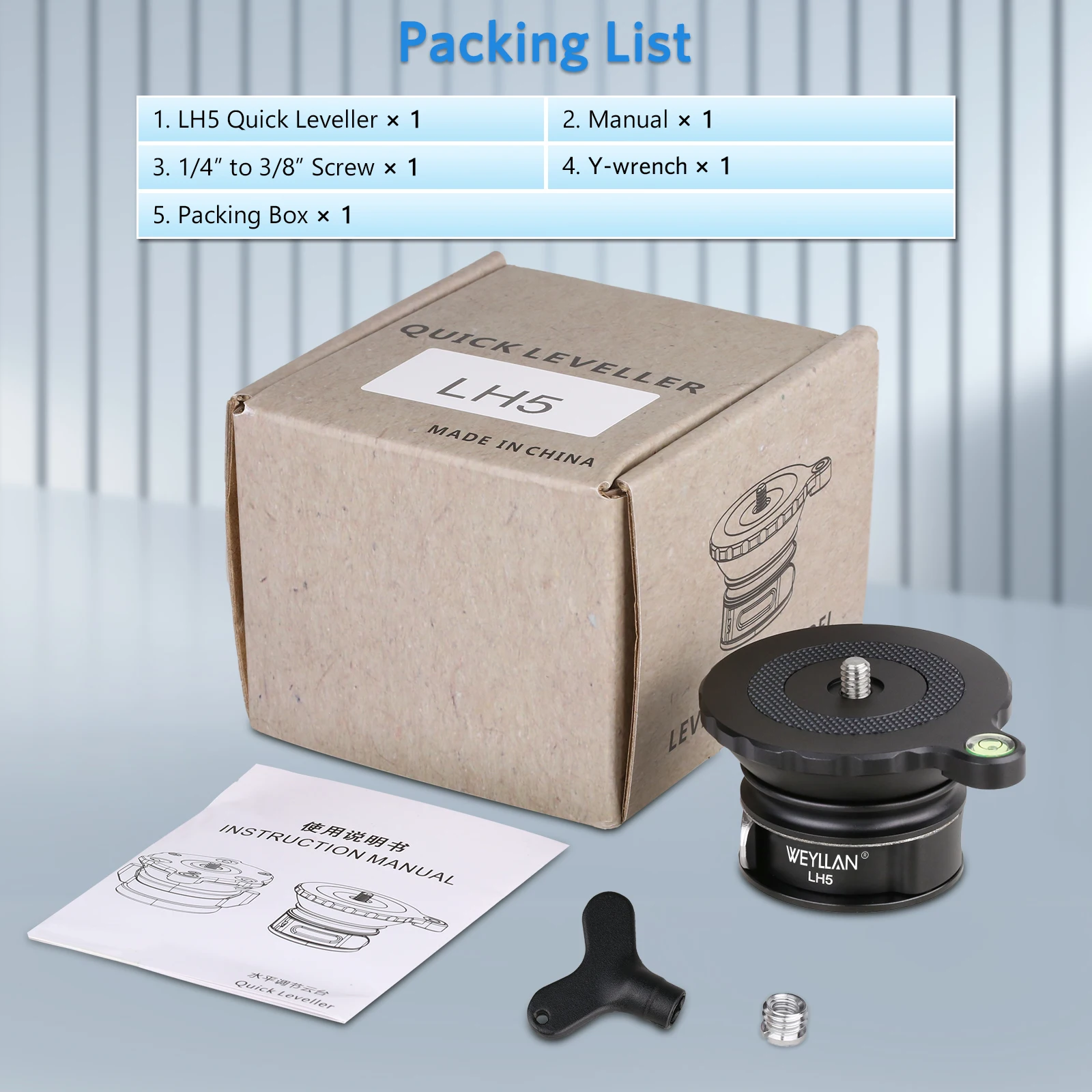 WEYLLAN LH5/LH6/LH7 Stativ-Nivellierbasis Kamera-Nivellierer Aluminiumlegierung Kopf 10/15/20kg Traglast 14 ° /15 ° 360-Grad-Neigung ° Pan-Adapter-Schraube – Detail 21
