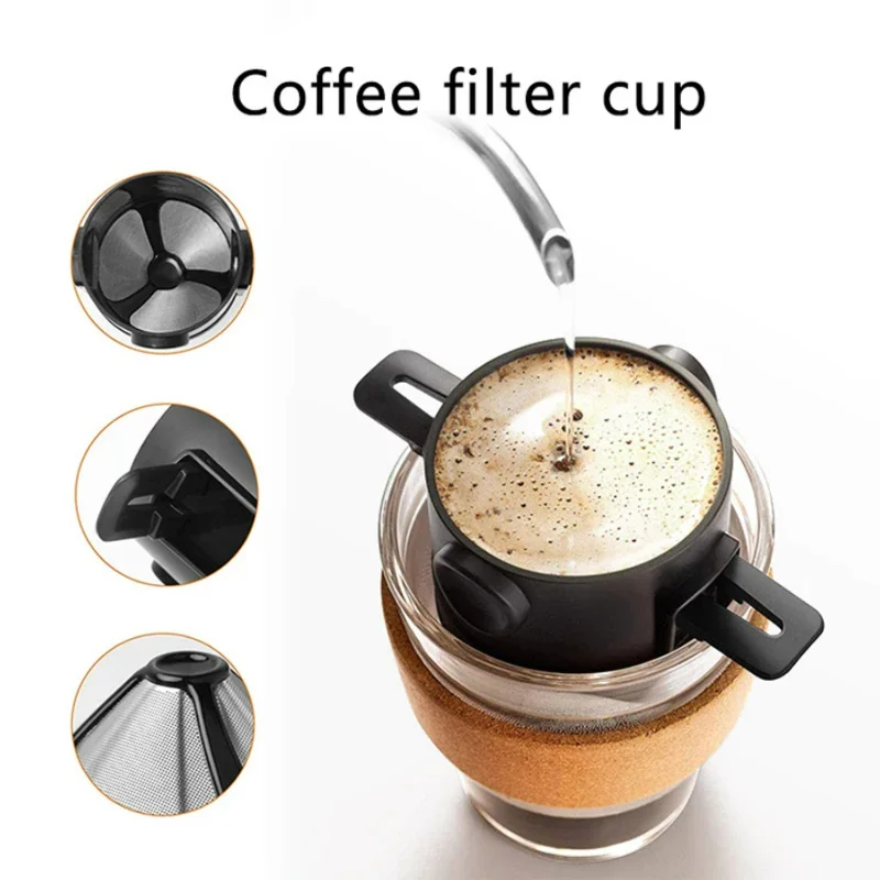 Portable Coffee Filter Reusable Funnel Tea Infuser Stainless Steel Drip Coffee Tea Dripper   Office Outdoor Trave