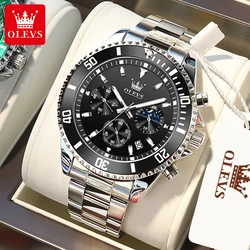 OLEVS Man Watch Fashion Quartz Wristwatch Luxury Stainless Steel Men's Watch Waterproof Luminous Chronograph Top Watches for Men