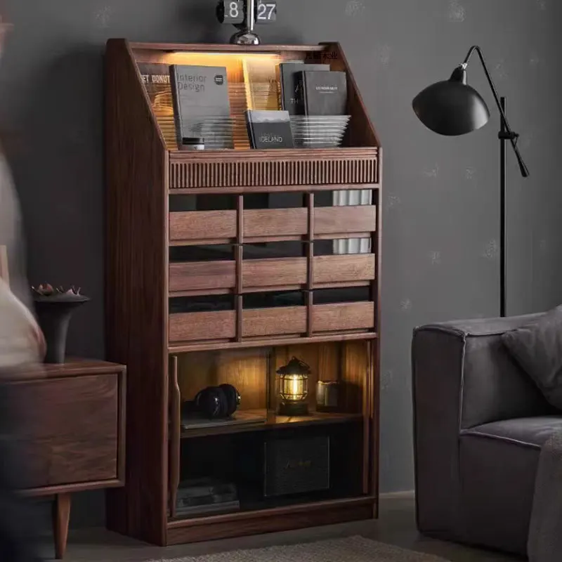 

Customizable Nordic solid wood black walnut chest