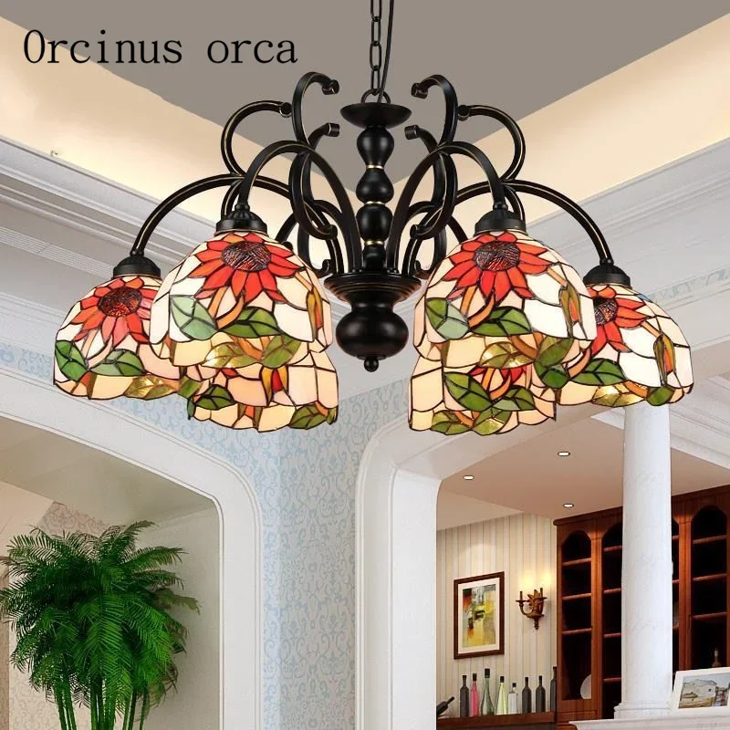 Mediterranean style garden chandeliers living room bedroom restaurant European warm and romantic sun flower chandelier