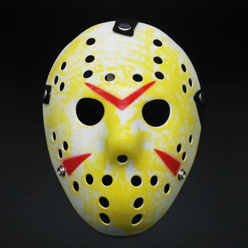 ผู้ชายที่น่ากลัว Jason Mask หน้ากากพลาสติกสําหรับการแสดงฮาโลวีนหน้ากากแบบเต็มหน้าพร้อมหลุม Party Cosplay อุปกรณ์เสริม